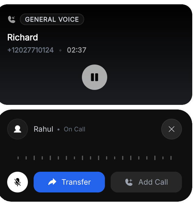 Hold and transfer, new design