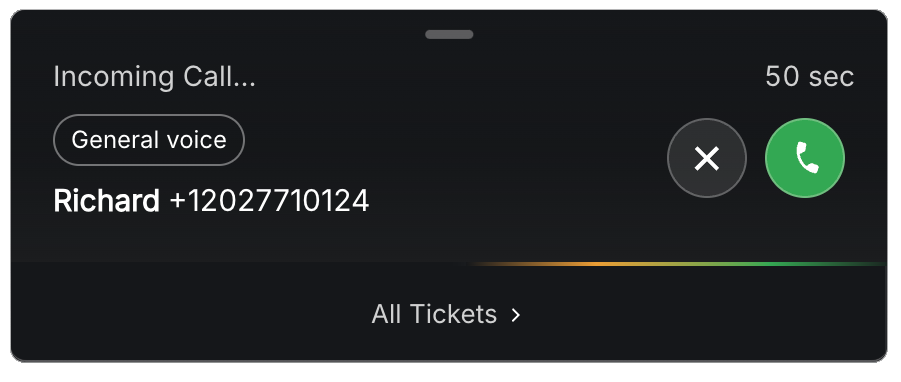 Incoming call notification, previous design