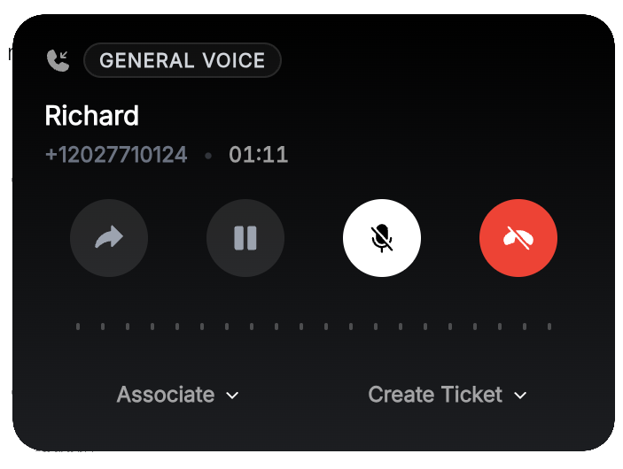 Ongoing call panel, new design