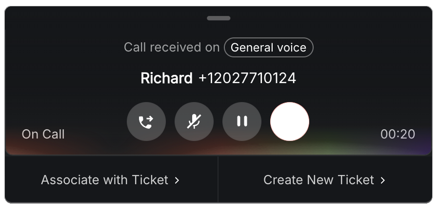 Ongoing call panel, previous design