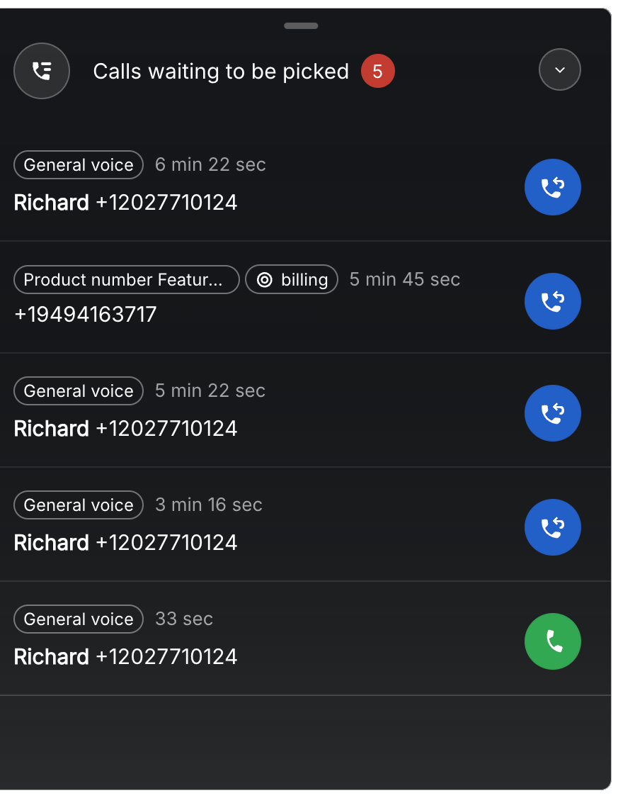 Call queue, previous design