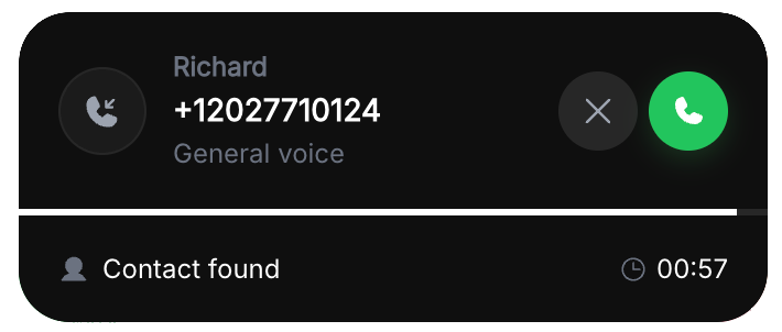 Incoming call notification, new design