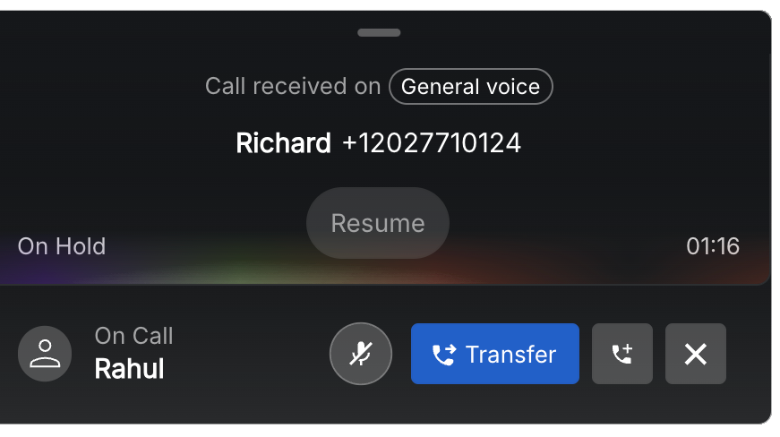 Hold and transfer, previous design