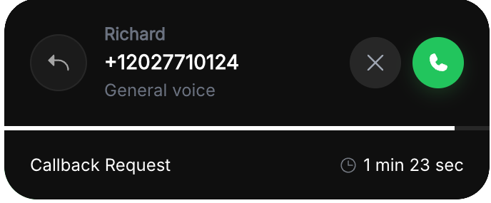 Callback request, new design